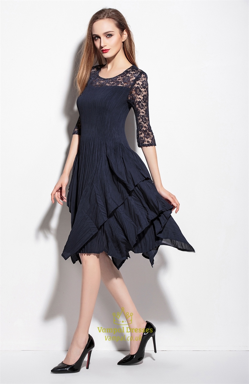 Store cheap navy blue cocktail dress with sleeves ing room doors