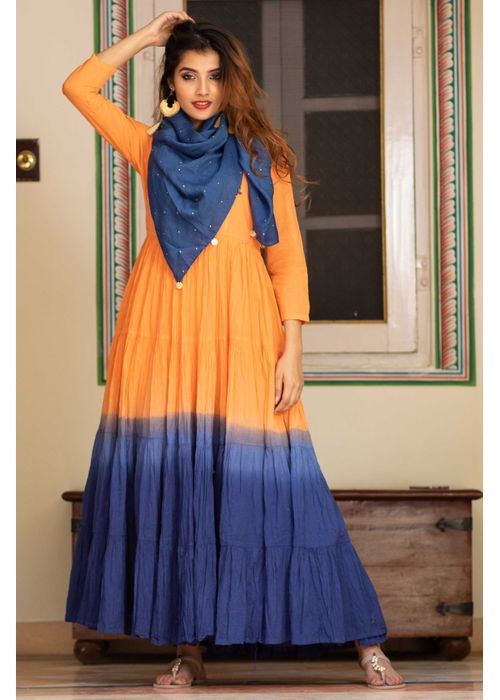 Ombre Orange Blue Dress - | 3190 | Orange and blue dress, Contemporary