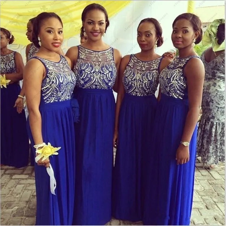 Top Quality A line Long Royal Blue Bridesmaid Dresses For Wedding