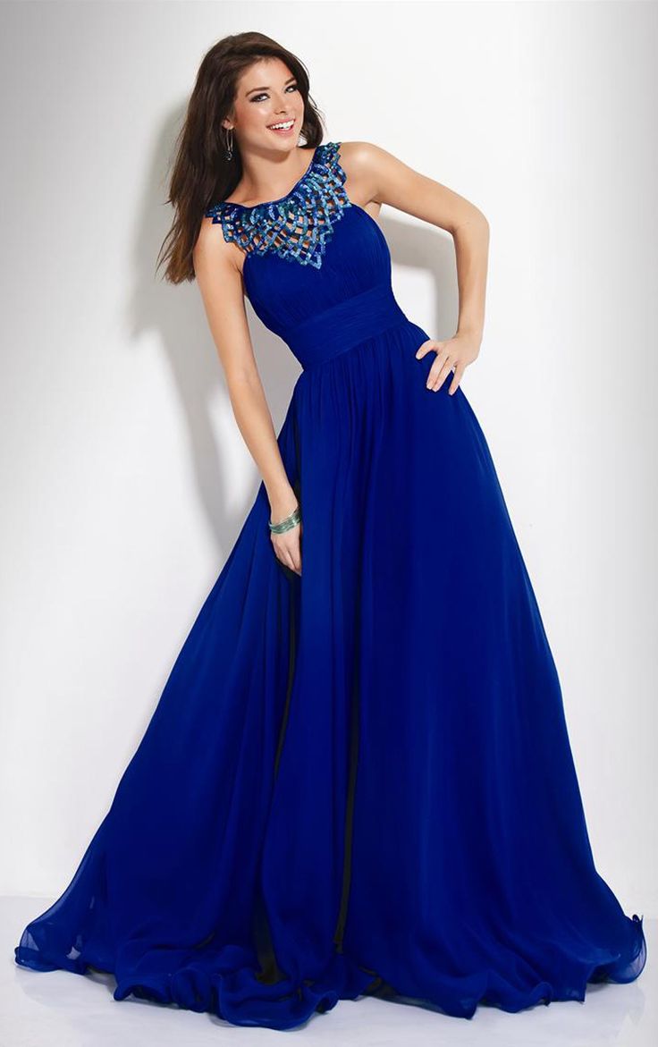 Glitter Royal Blue Long Prom Dress