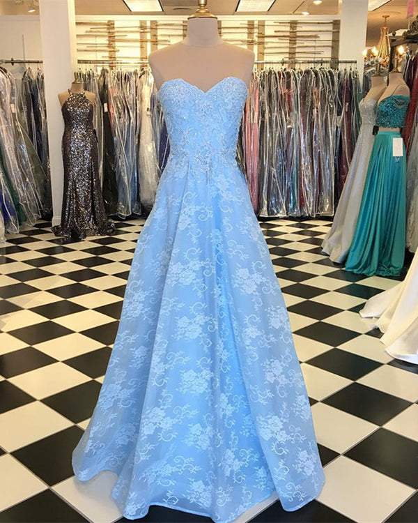 Elegant Sweetheart Long Lace Prom Dresses 2018 Formal Gowns – alinanova