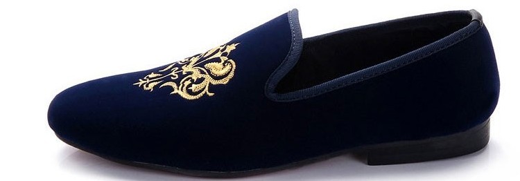 Handmade men royal blue velvet loafer, men leather shoes, petal