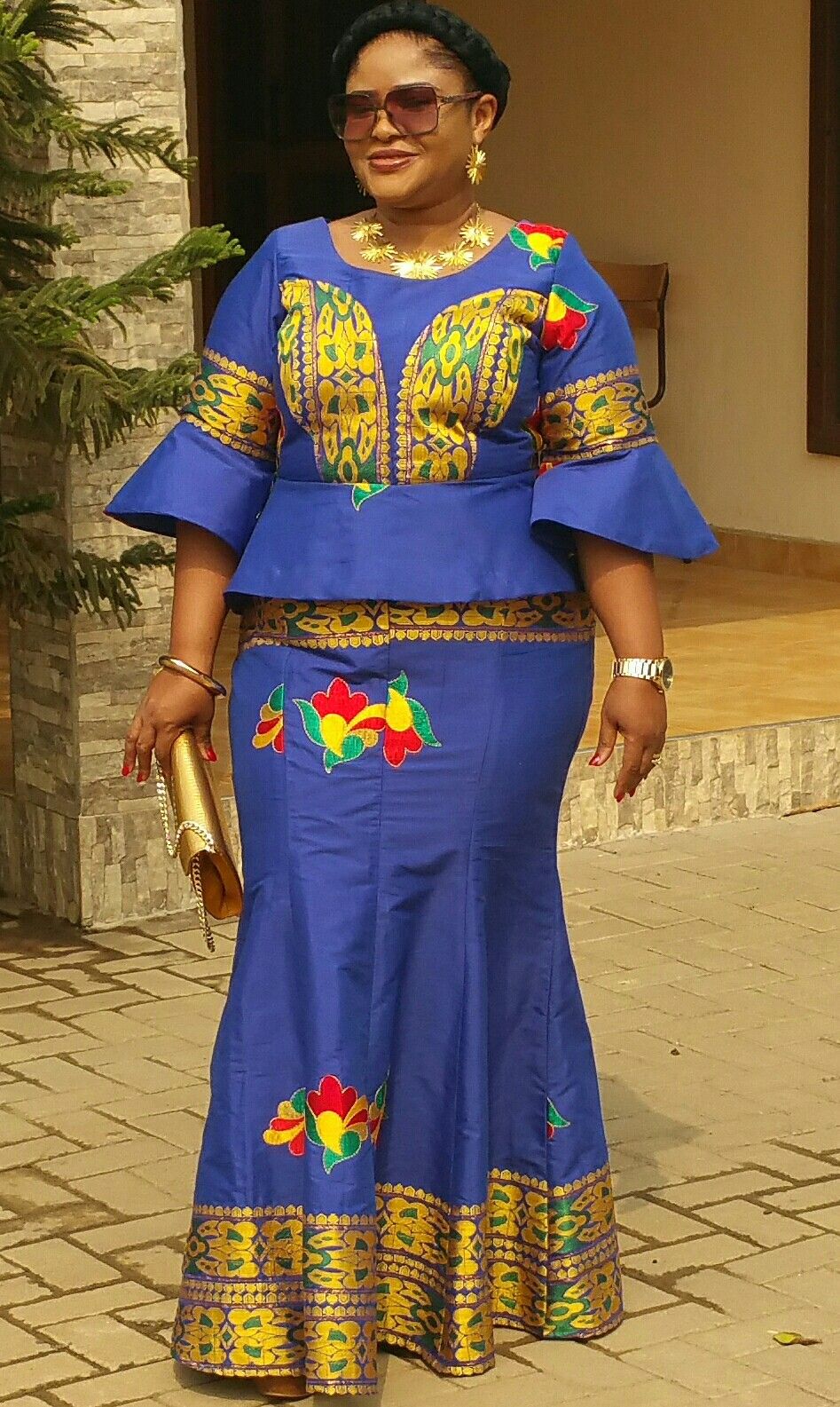 Royal Blue And Gold African Dress