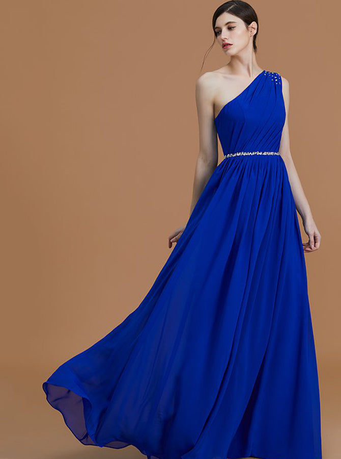 Royal Blue Bridesmaid Dresses,One Shoulder Bridesmaid Dress,Elegant Br