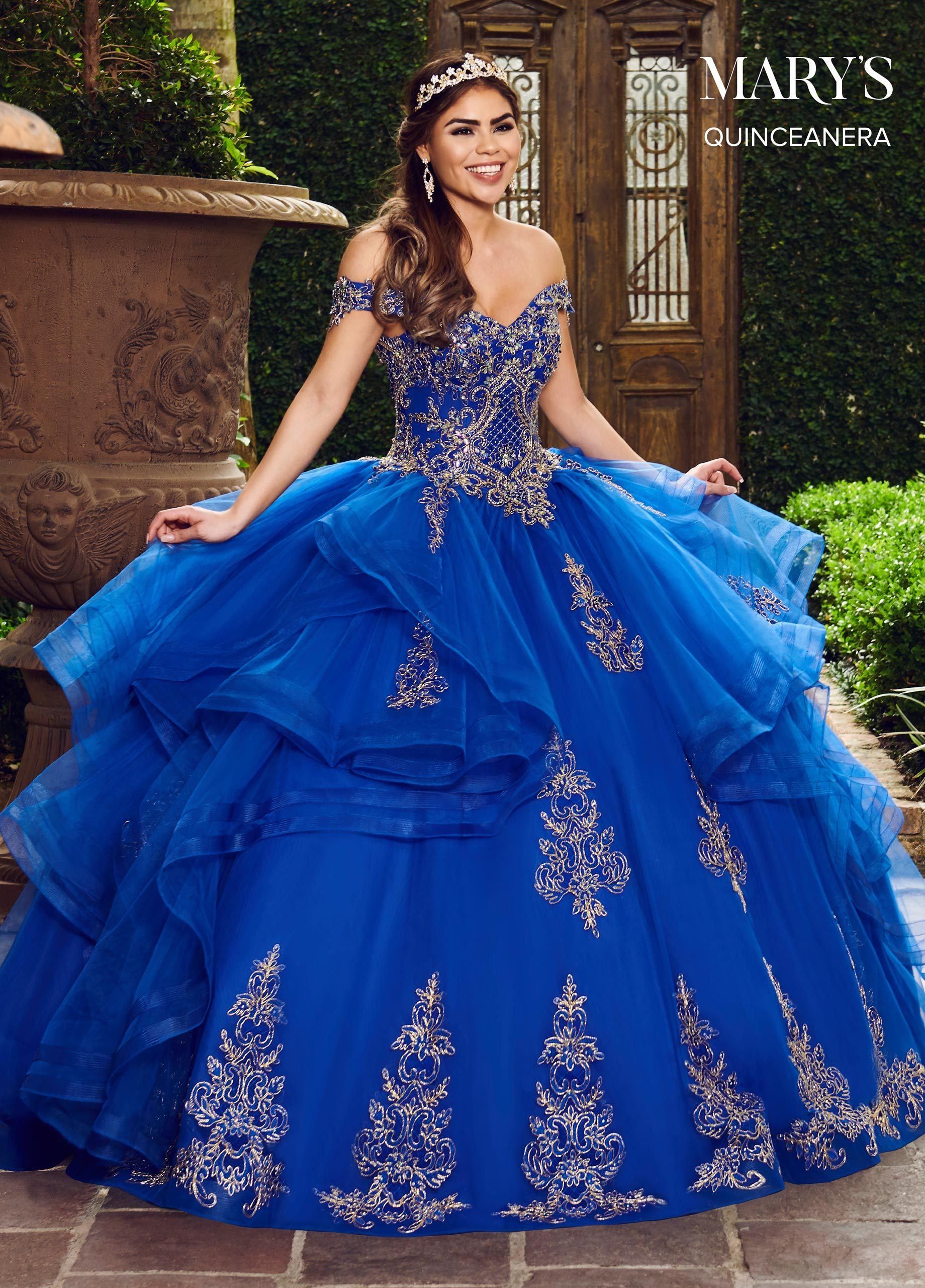Ruffled Off Shoulder Quinceañera Dress by Mary's Bridal MQ2083 in 2021