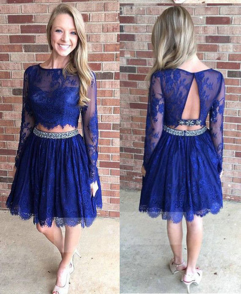 Sexy Two Piece Royal Blue Homecoming Dresses for Junior · dressydances