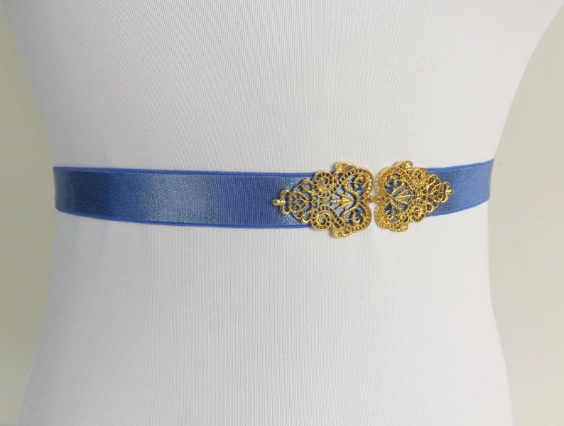 Royal blue elastic waist belt gold jeweled dress belt | Etsy | Jeweled