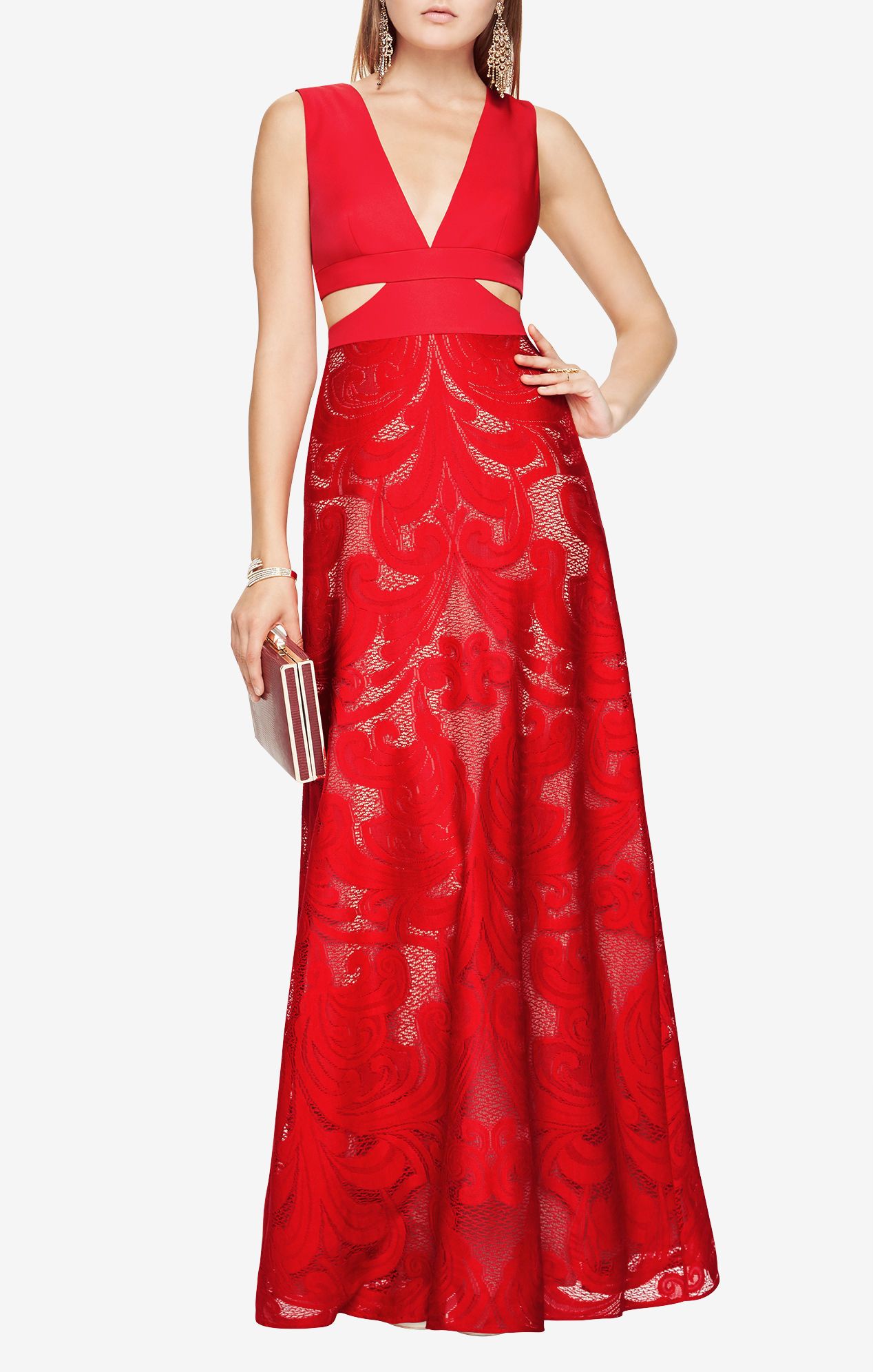 Marilyne Cutout Lace Gown | Cocktail dress lace, Red lace gown, Bcbg