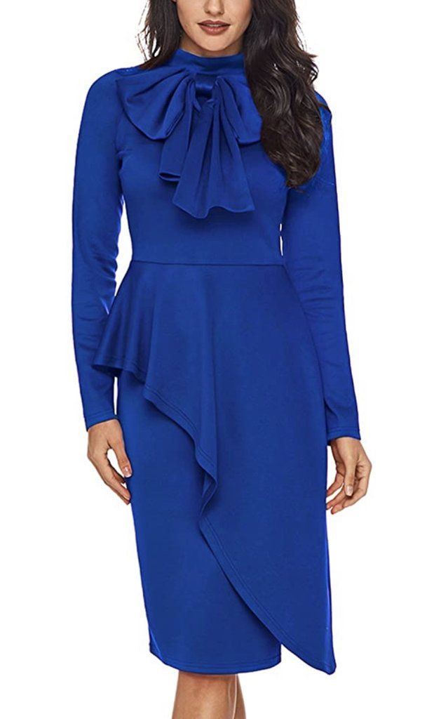 Peplum High Waist Royal Blue Dress, Size Large in 2021 | Dresses, Long