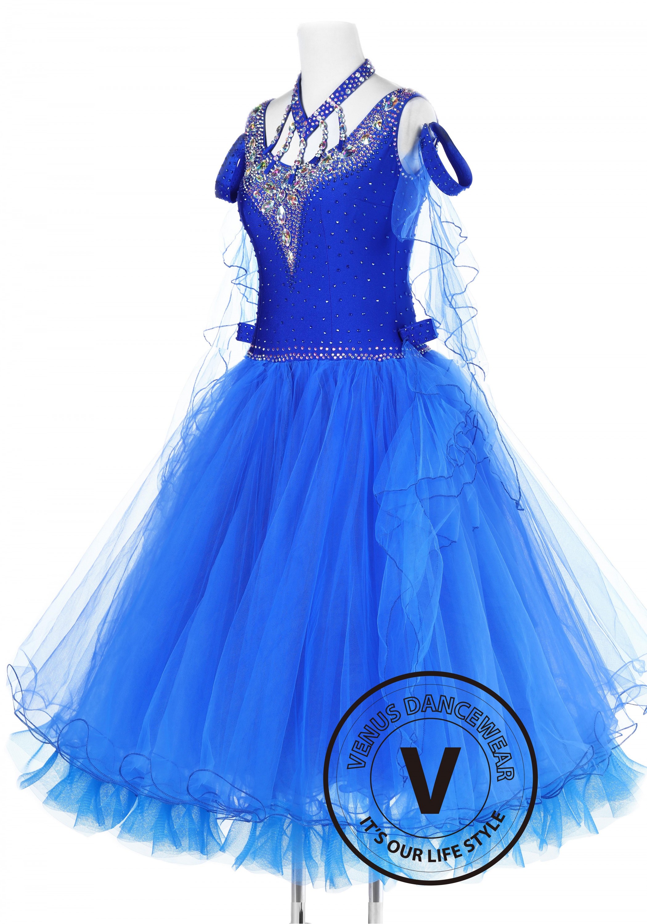 Royal Blue Princess Standard Foxtrot Waltz Quickstep Dress