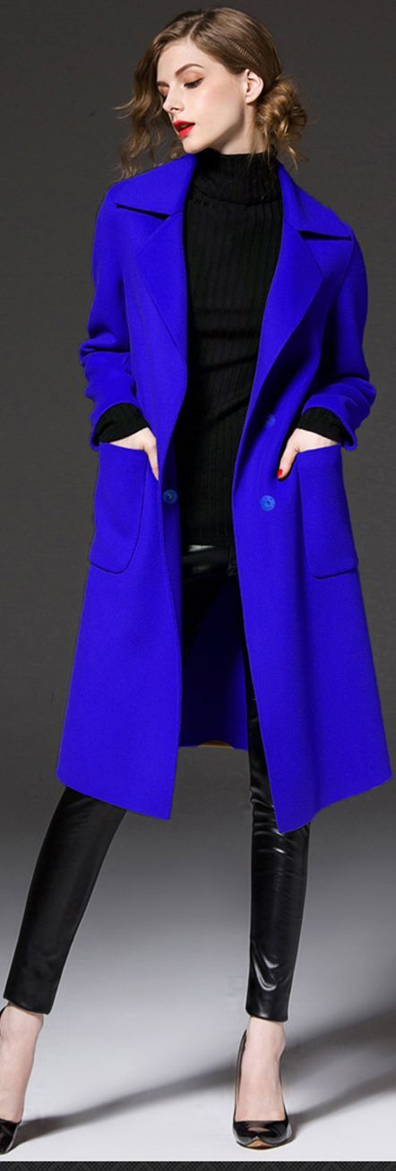 Royal Blue Belted Wool Coat Wool Coat Outfit, Coat Outfits, Fashion