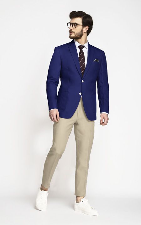Royal Blue Cotton Blazer - | Custom Made by A.I. | Hangrr | Blue blazer