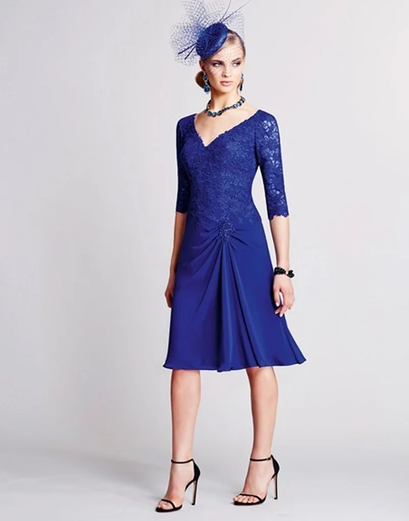 Royal Blue Mother of The Bride Dresses With Jacket A Line Knee Length
