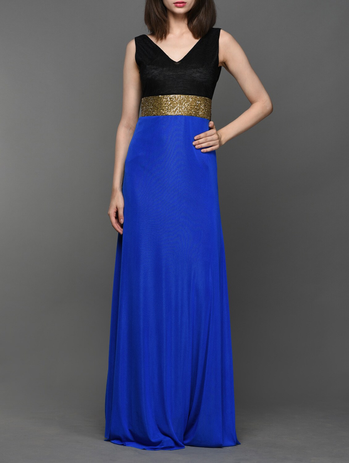 Buy online Royal Blue Sleeveless Maxi Dress from western wear for Women