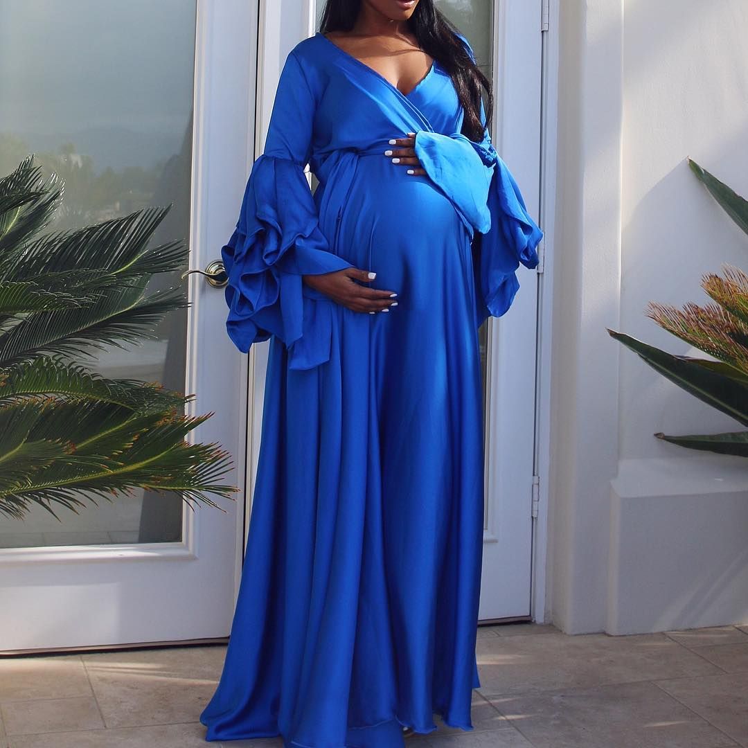 Royal Blue Maternity wrap gown CHIC BUMP CLUB ™ | Blush maternity dress
