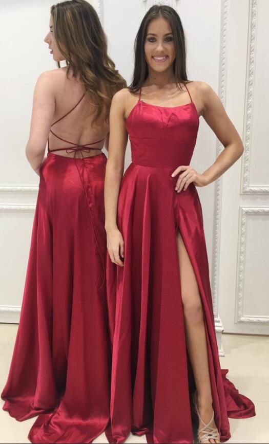 Long Prom Dress with Slit, Red Long Prom Dress, Royal Blue Long Prom