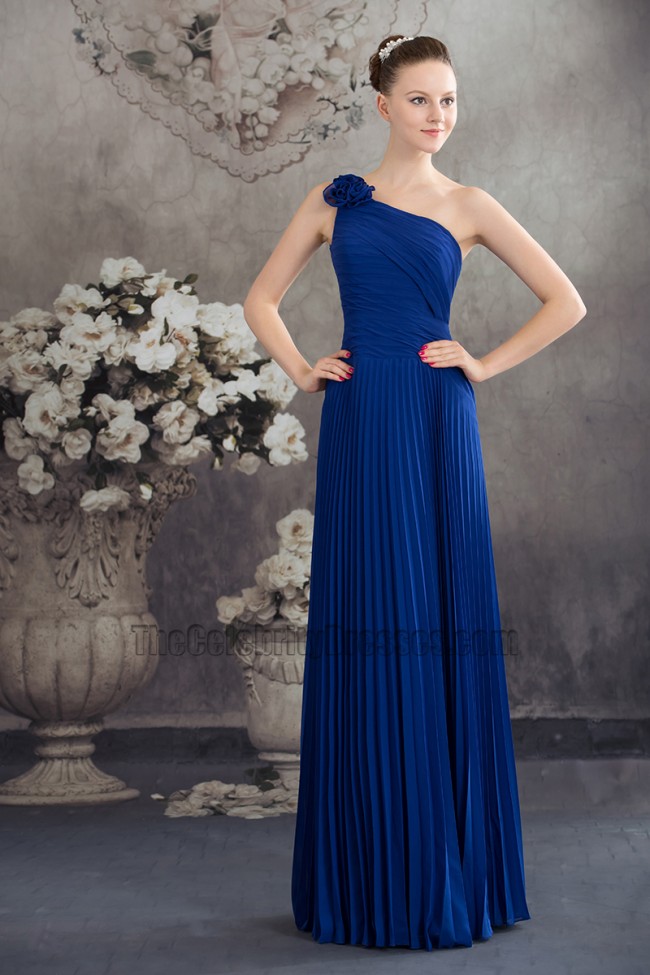 Royal Blue One Shoulder Prom Gown Evening Bridesmaid Dresses