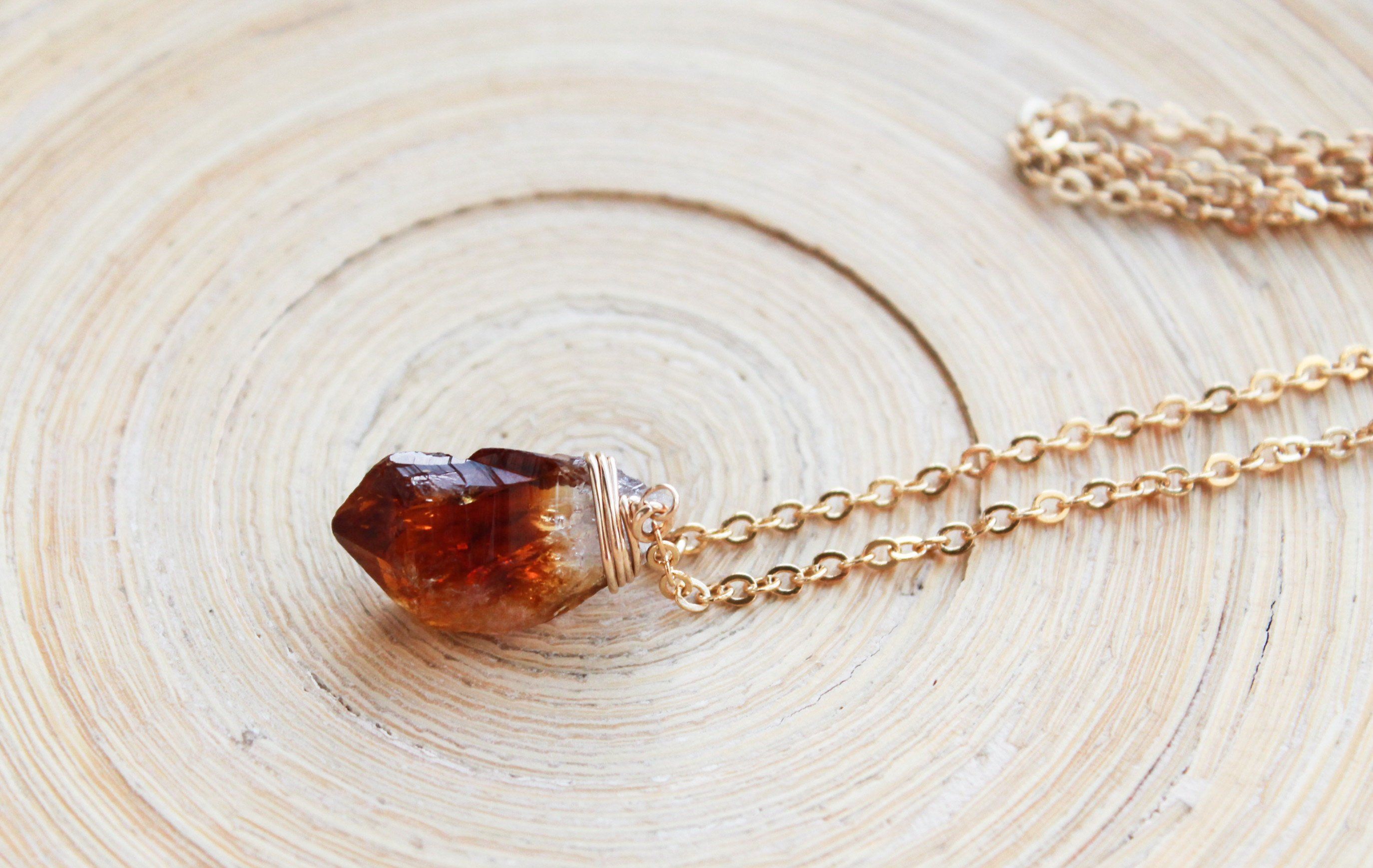 Raw Citrine necklace - Gold filled- November birthstone gift - womens