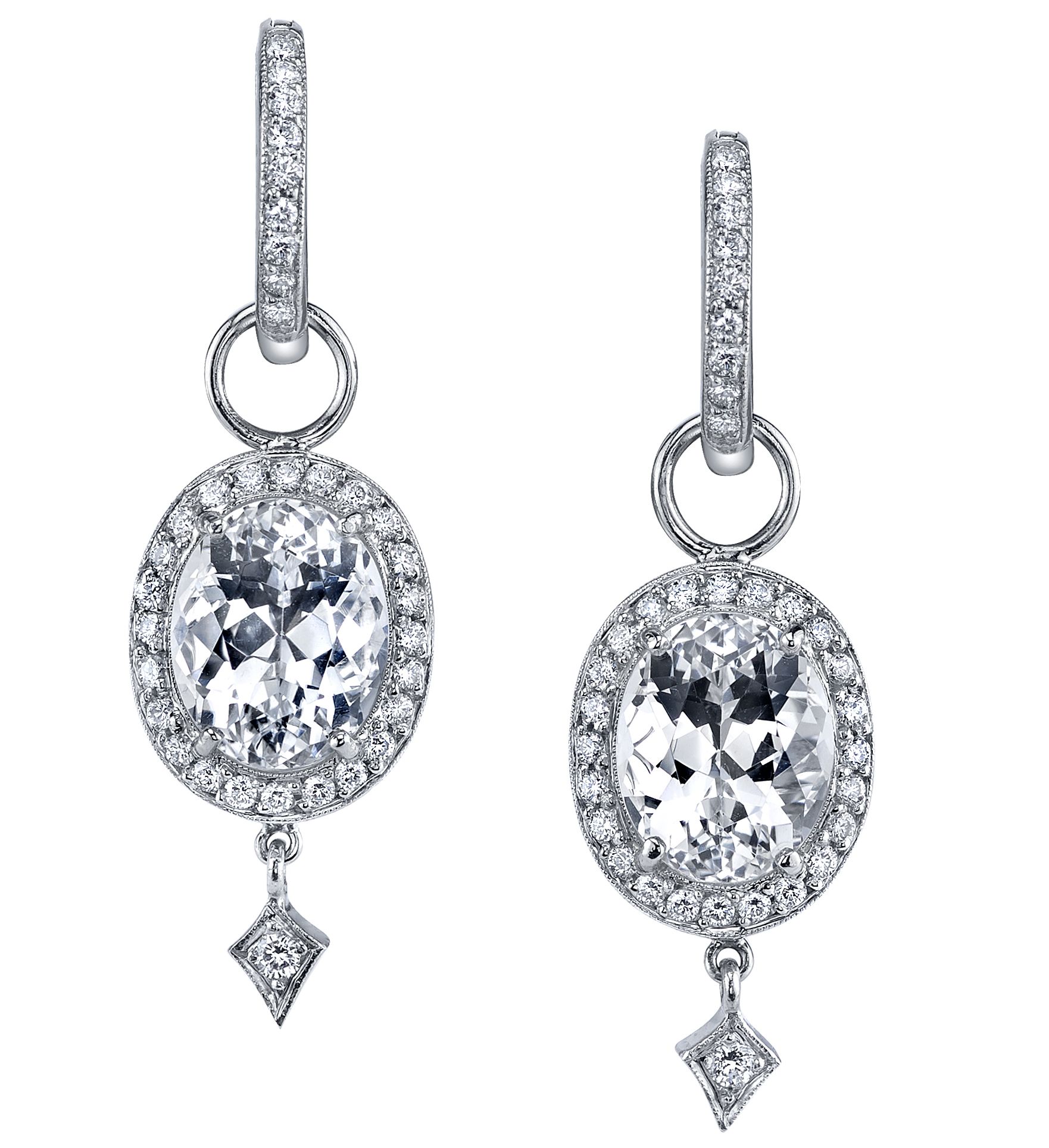 Eva earrings in platinum with 7.43 cts. t.w. colorless topaz and 0.59