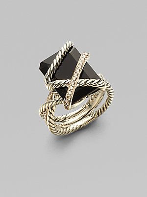 David Yurman - Black Onyx & Diamond Sterling Silver Ring | Jewelry