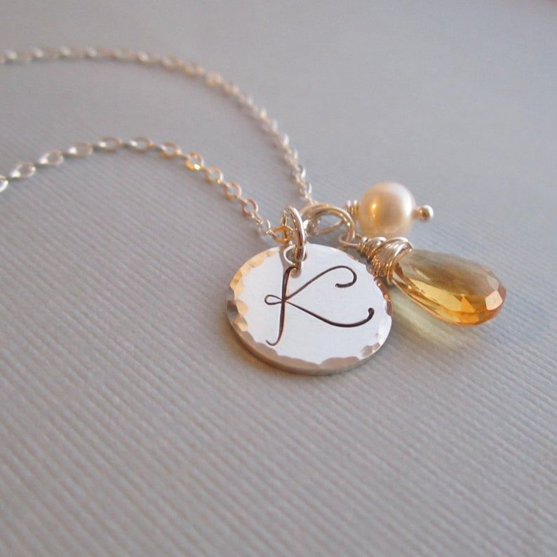 November birthstone necklace personalized citrine necklace | Etsy