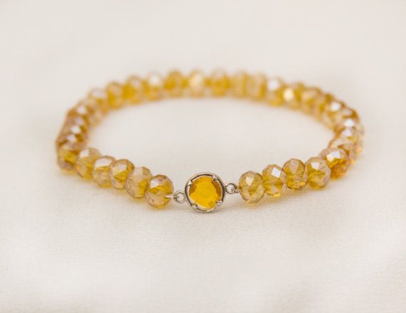 Yellow topaz bracelet November birthstone jewelry glass | Etsy | Topaz
